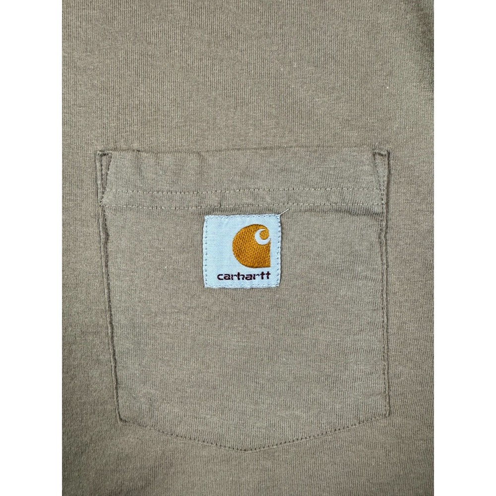 Carhartt Shirt Mens Large Beige K87 Pocket Logo Heavyweight Workwear T-Shirt Tee - Picture 5 of 11